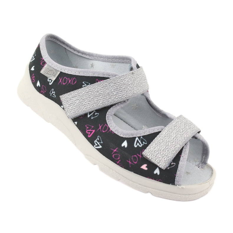 Sliponi per bambini di Befado 969Y144 nero rosa grigio 1