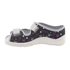 Sliponi per bambini di Befado 969Y144 nero rosa grigio 2