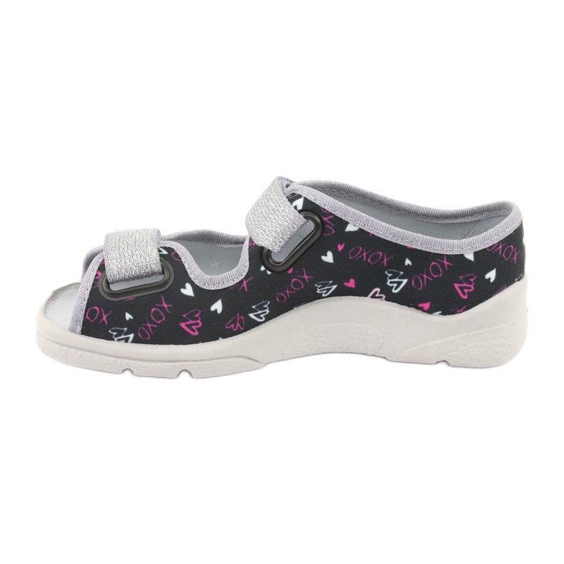 Sliponi per bambini di Befado 969Y144 nero rosa grigio 2