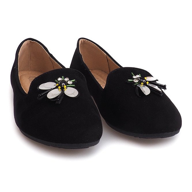 Ballerine in pelle scamosciata con teschio 9988 nero 1