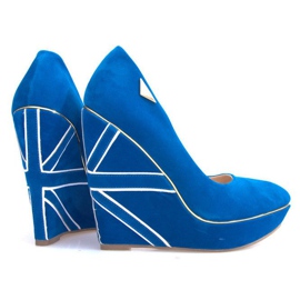 Décolleté con zeppa in pelle scamosciata 518918 Blu 2