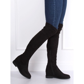 Stivali sopra il ginocchio su una zeppa nera nascosta NS076P Black nero 1