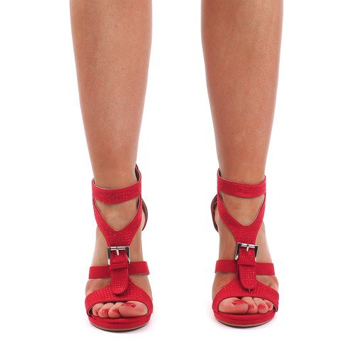 Sandali in camoscio su tacco alto S239 Red rosso 1