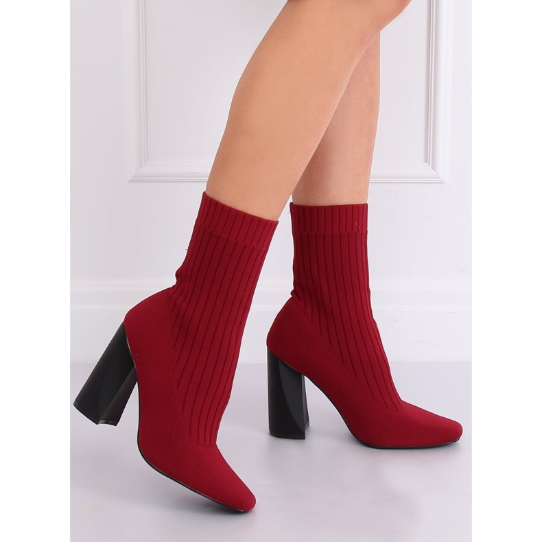 X8037 Stivaletti calzino Wine Red rosso 2