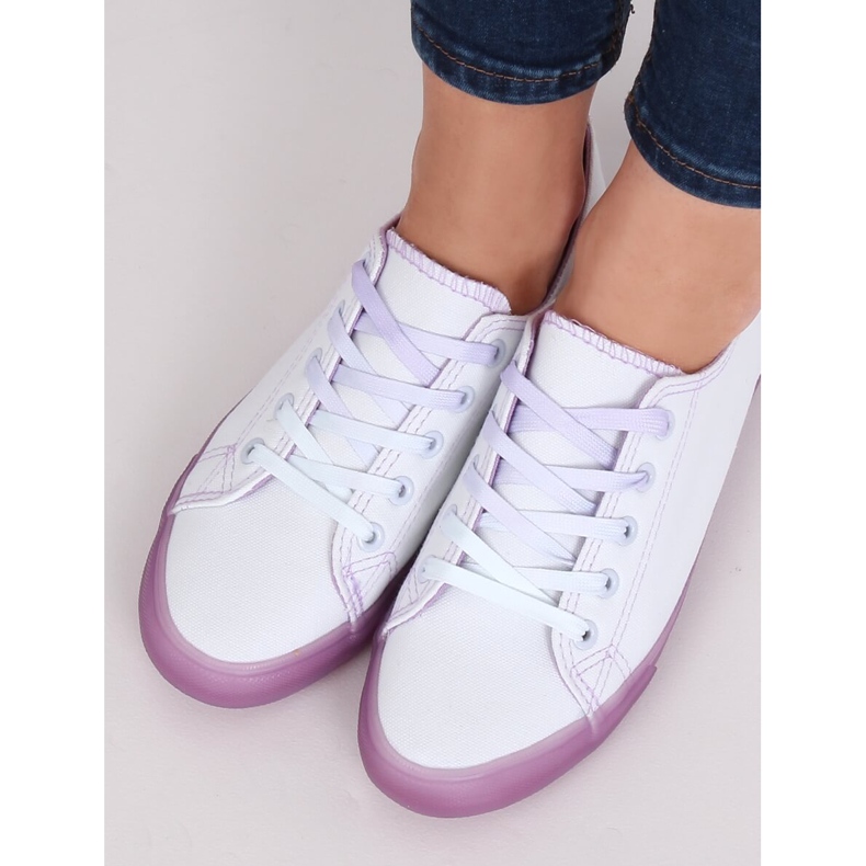 Sneakers da donna ombre bianche e viola E3508 Purple bianca 2