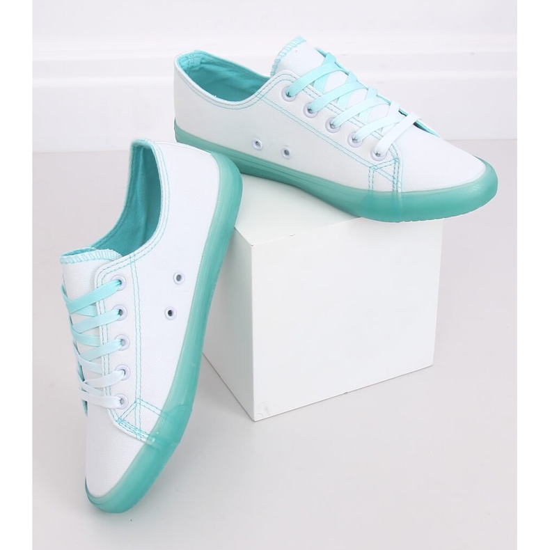 Sneakers da donna ombre bianche e verdi E3508 Green bianco verde 2