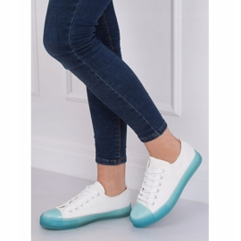 Sneakers su suola colorata, bianca e blu FG-2948 Blue bianco 2