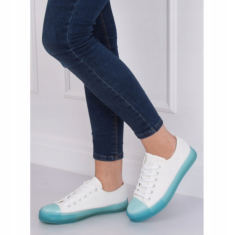 Sneakers su suola colorata, bianca e blu FG-2948 Blue 2