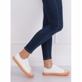 Sneakers su suola colorata, bianche e beige FG-2948 Nudepink bianco marrone 2