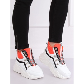 Scarpe sportive arancioni e bianche alla caviglia RB-3348 WHITE / ORANGE bianco arancia 2