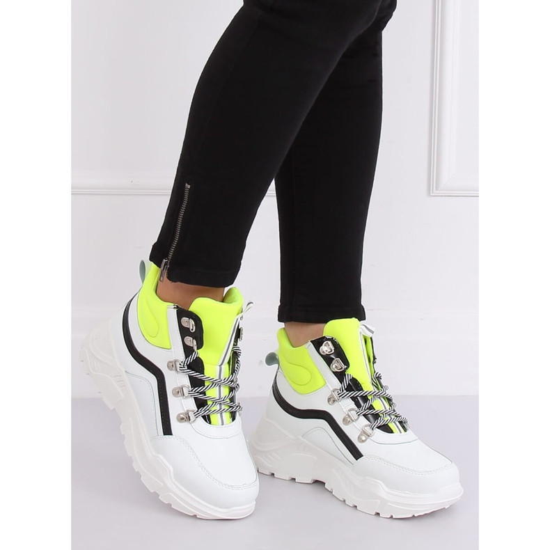 Scarpe sportive alte bianche e gialle RB-3348 WHITE / YELLOW bianca giallo 2