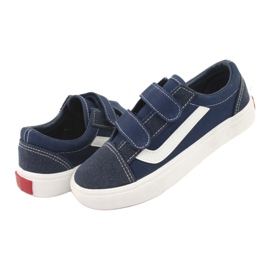 Sneakers con velcro AlaVans Atletico 18081 navy bianca blu navy 4