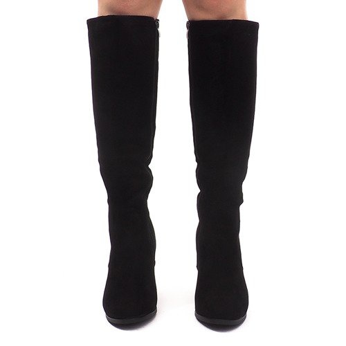 Stivali in pelle scamosciata su una barra KSL006 Nero 2