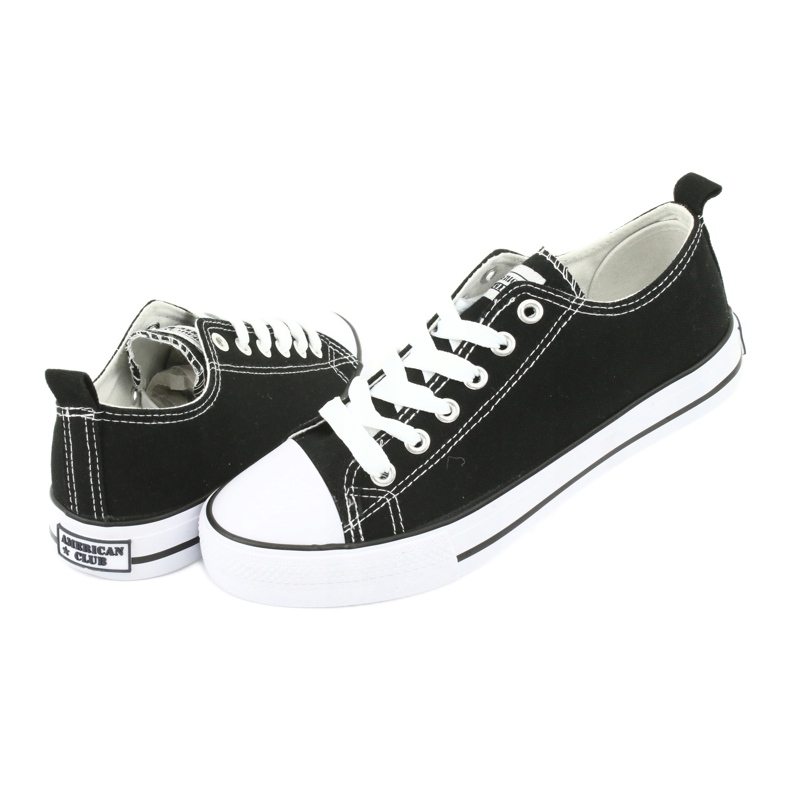 American Club Sneaker in bianco e nero legato da donna LH08 4