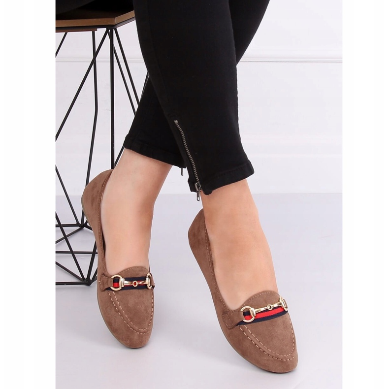 Mocassini da donna beige B2027 Khaki cachi 2