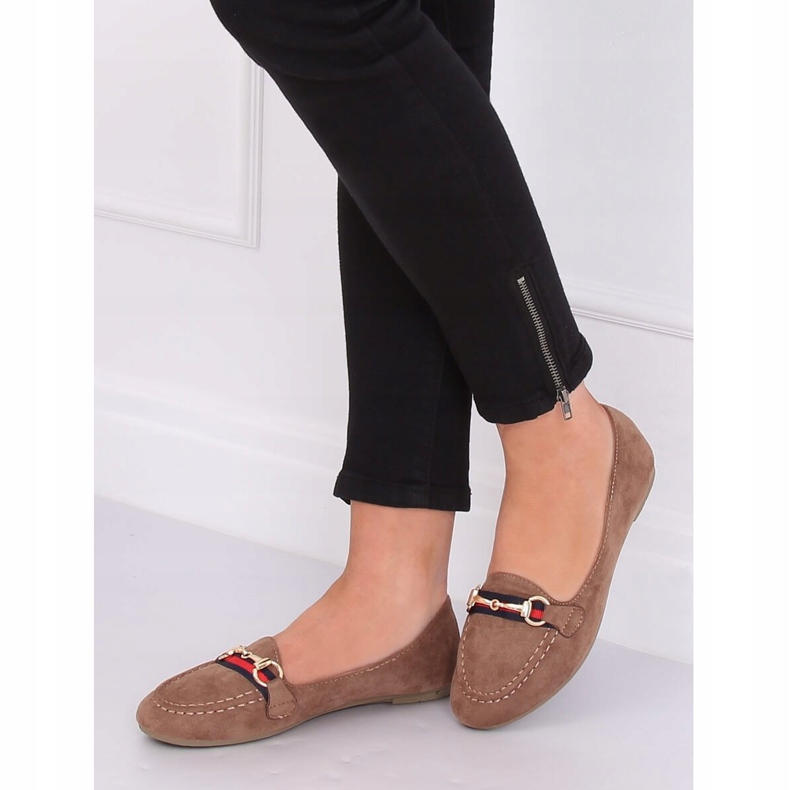 Mocassini da donna beige B2027 Khaki cachi 1