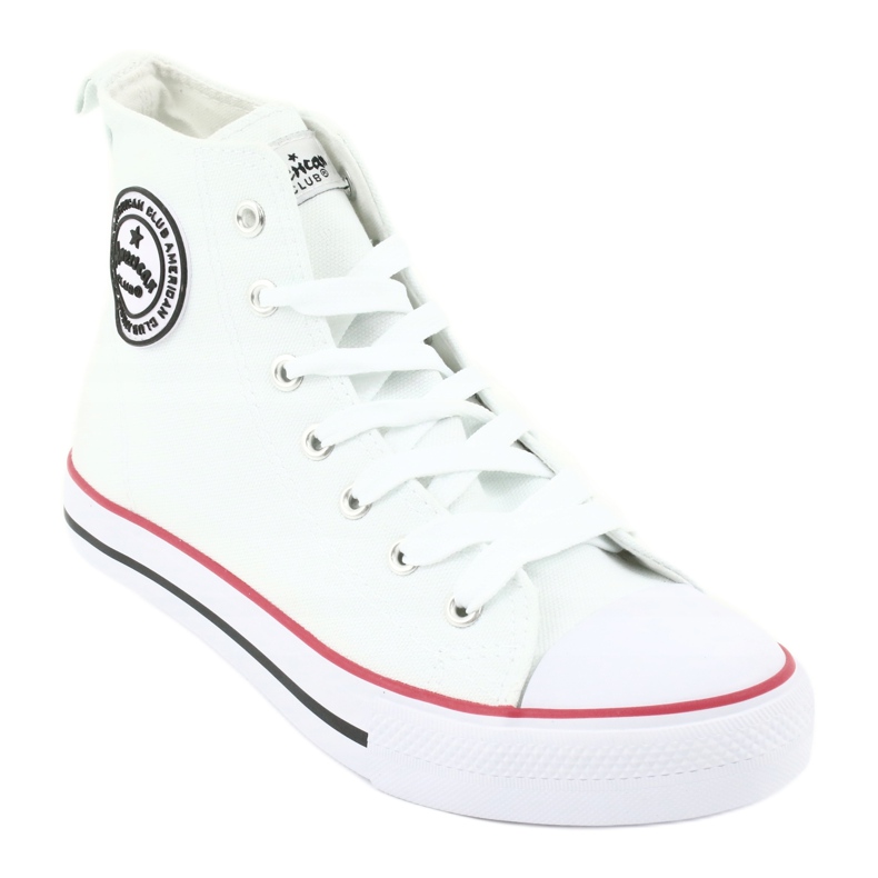 Scarpe da ginnastica alte American Club LH42 bianca rosso 1