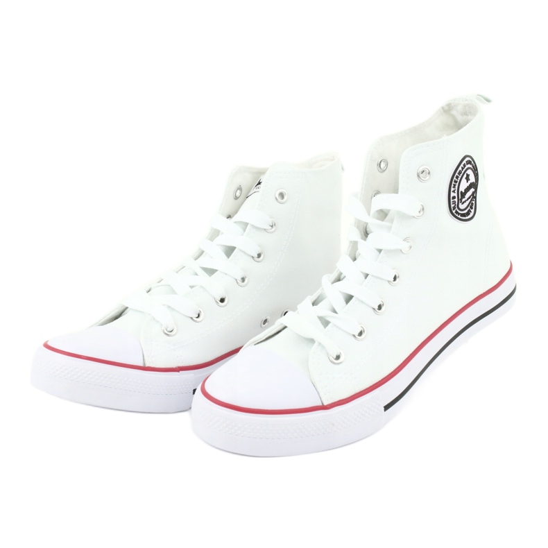Scarpe da ginnastica alte American Club LH42 bianca rosso 3