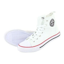Scarpe da ginnastica alte American Club LH42 bianco rosso 5