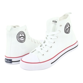 Scarpe da ginnastica alte American Club LH42 bianca rosso 4
