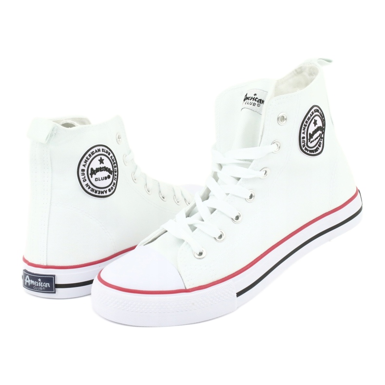 Scarpe da ginnastica alte American Club LH42 bianco rosso 4