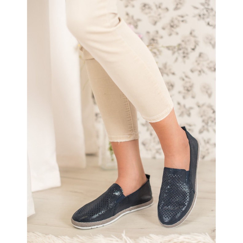 Goodin Espadrillas in pelle traforata blu 1
