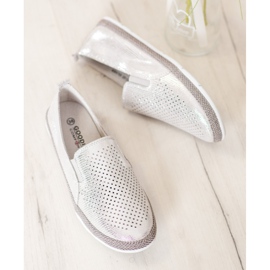 Goodin Espadrillas in pelle traforata grigio giallo 1
