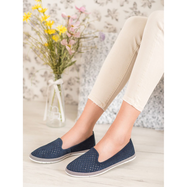 Goodin Signori traforati in pelle blu navy 1