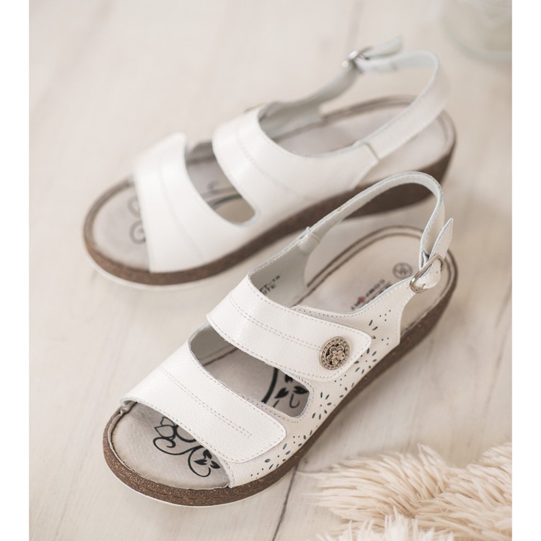 Goodin Sandali con zeppa in pelle bianco 1