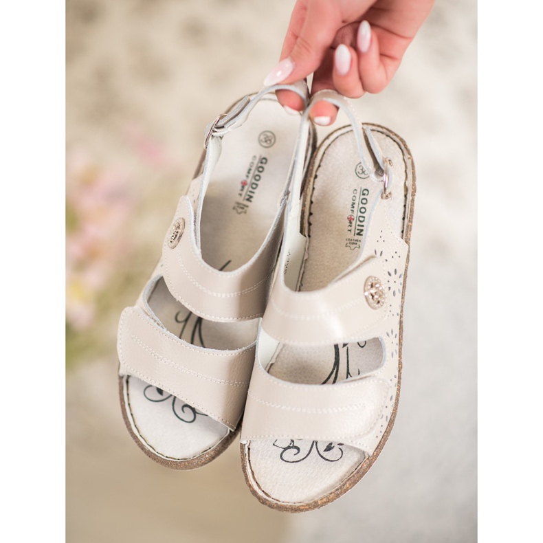 Goodin Sandali con zeppa in pelle marrone 1