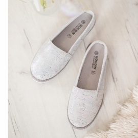 Goodin Ballerine in pelle con effetto holo grigio 1
