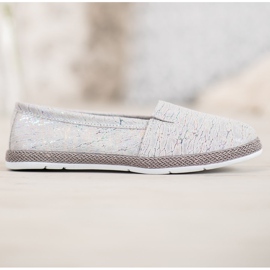 Goodin Ballerine in pelle con effetto holo grigio 2