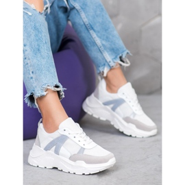 SHELOVET Scarpe da ginnastica sportive bianca blu grigio 2