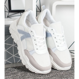 SHELOVET Scarpe da ginnastica sportive bianca blu grigio 1