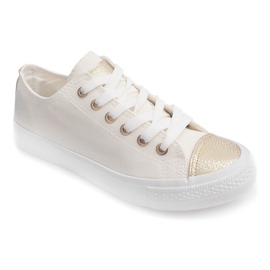 Sneakers bianche da donna TL13 bianco giallo 1