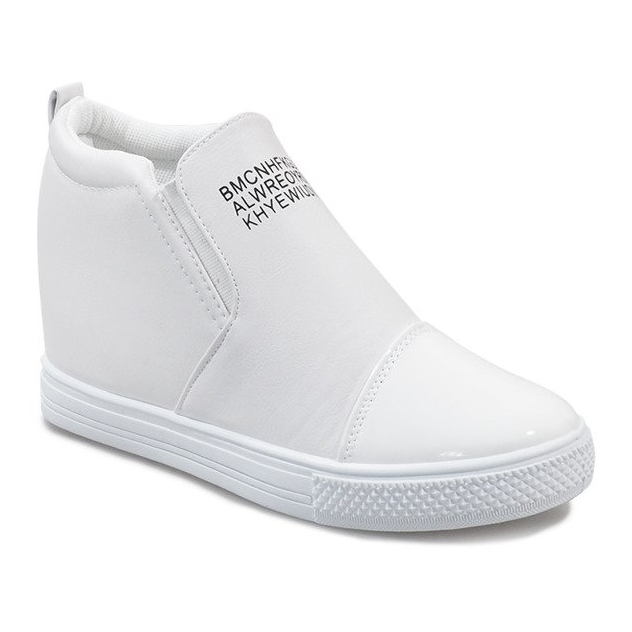 Sneakers bianche sulla zeppa DD408-2 bianca 1