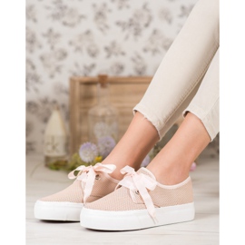 Kylie Scarpe da ginnastica legate con un nastro marrone 1