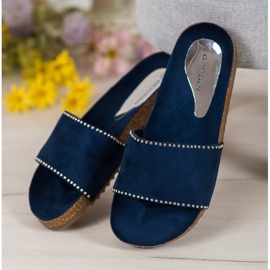 Goodin Pantofole in pelle scamosciata blu navy 1