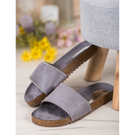 Goodin Pantofole in pelle scamosciata grigio 1