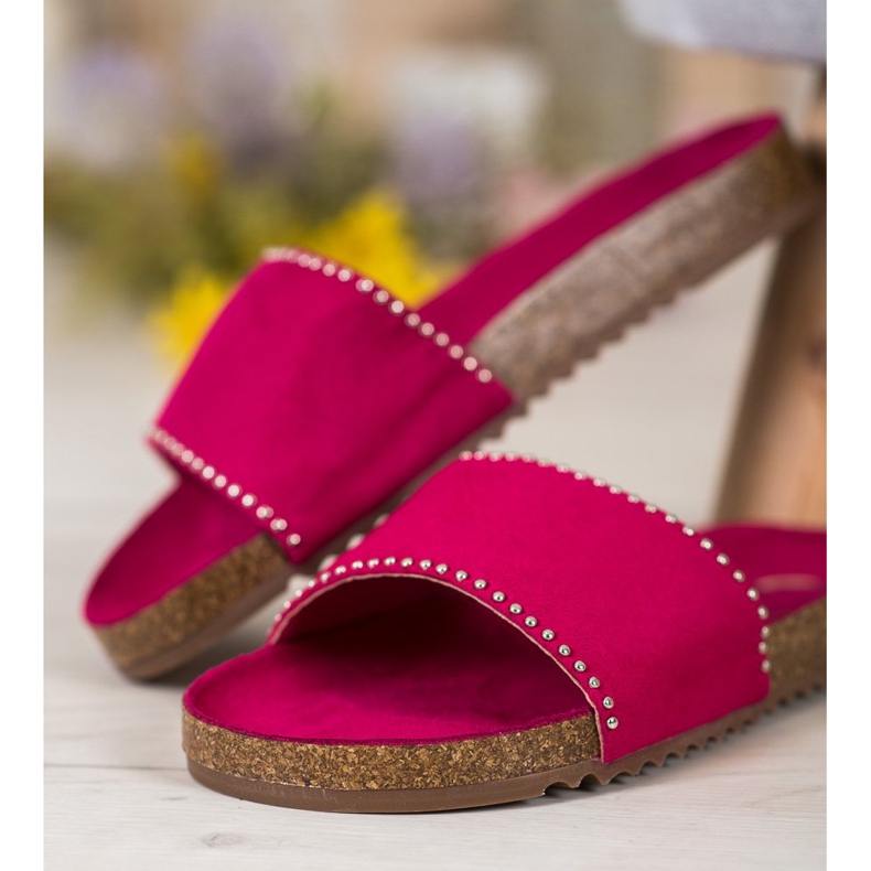Goodin Pantofole in pelle scamosciata rosa 1