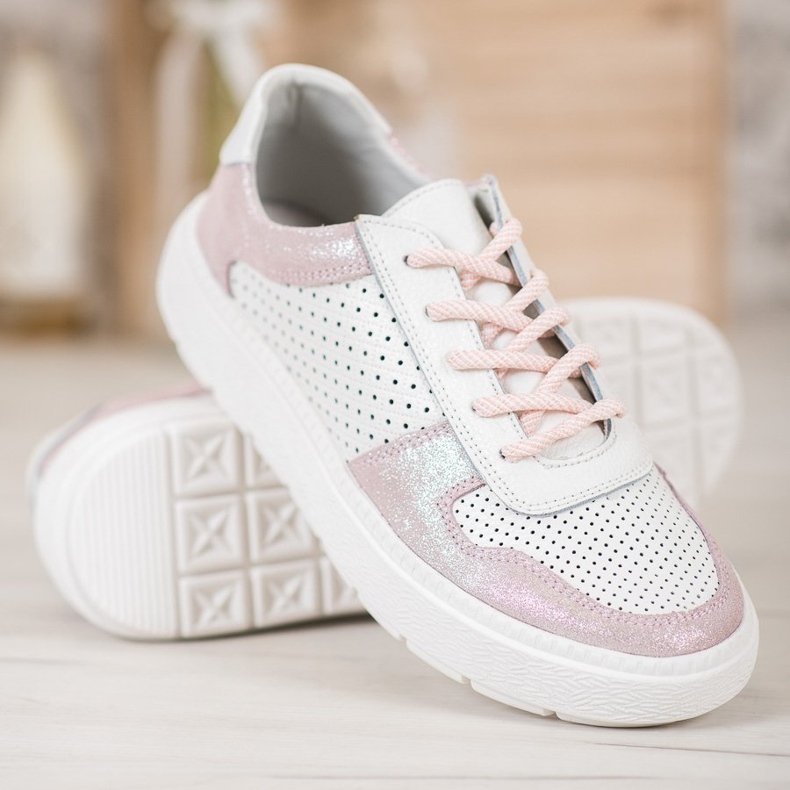 Goodin Scarpe in broccato di pelle bianco 1