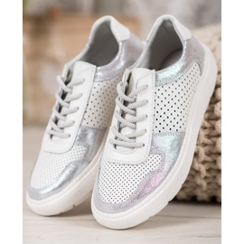 Goodin Scarpe in broccato di pelle bianca 2