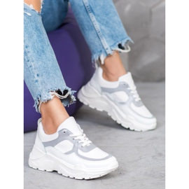 SHELOVET Scarpe da ginnastica alla moda bianco grigio 1