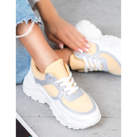 SHELOVET Scarpe da ginnastica alla moda bianca giallo 2