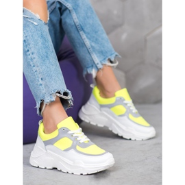 SHELOVET Scarpe da ginnastica alla moda bianca giallo 2