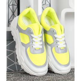 SHELOVET Scarpe da ginnastica alla moda bianco giallo 1