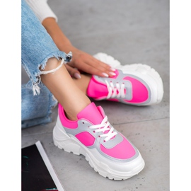 SHELOVET Scarpe da ginnastica alla moda bianco rosa 2