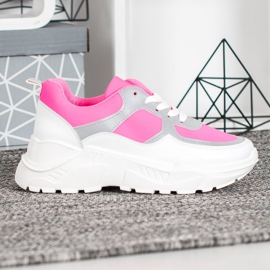 SHELOVET Scarpe da ginnastica alla moda bianca rosa 1