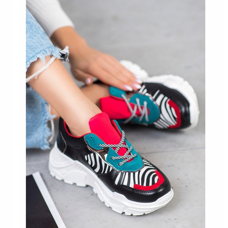 SHELOVET Scarpe da ginnastica alla moda nero multicolore 1