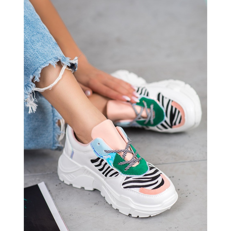 SHELOVET Scarpe da ginnastica alla moda bianca multicolore 2